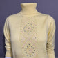 Vintage Salon Studio Yellow Sequins Lightweight Turtleneck