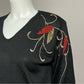 Vintage Rochelle Black | Red | Gold V-Neck Sweater