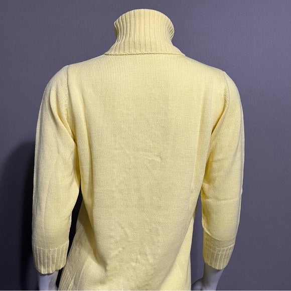 Vintage Salon Studio Yellow Sequins Lightweight Turtleneck