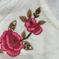 Vintage Adrian Jilofield Cream Pink Floral Stripe Crewneck Sweater