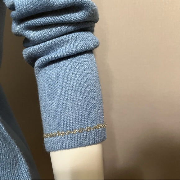 Vintage Haband Light Blue Beaded V-Neck Sweater