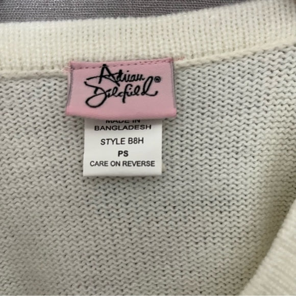 Vintage Adrian Jilofield Cream Pink Floral Stripe Crewneck Sweater