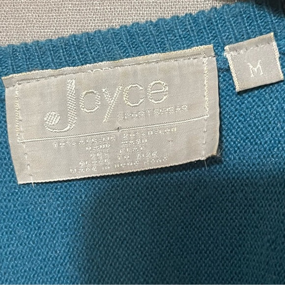 Vintage Joyce Teal Sequin Beaded V-Neck Sweater