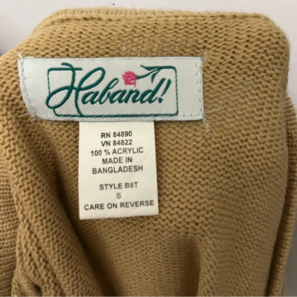 Vintage Haband Tan V-Neck Beaded Lightweight Sweater