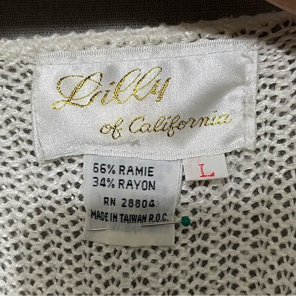 Vintage Lily Of California Cream Floral Appliqué Shoulder Sweater