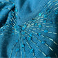 Vintage Joyce Teal Sequin Beaded V-Neck Sweater