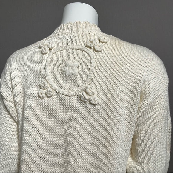 Vintage Joyce Cream Ramie | Cotton Chunky Knit Cardigan