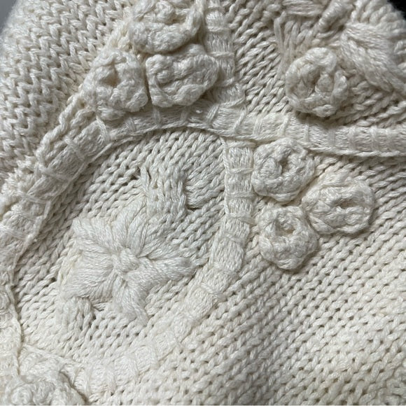 Vintage Joyce Cream Ramie | Cotton Chunky Knit Cardigan