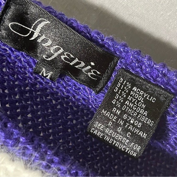 Vintage Angenie Purple Metallic Pearl V-Neck Sweater