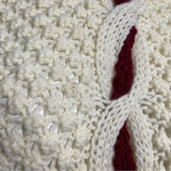 Vintage Kendex Chunky Knit Cream | Maroon Sweater