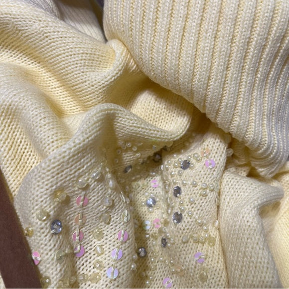 Vintage Salon Studio Yellow Sequins Lightweight Turtleneck