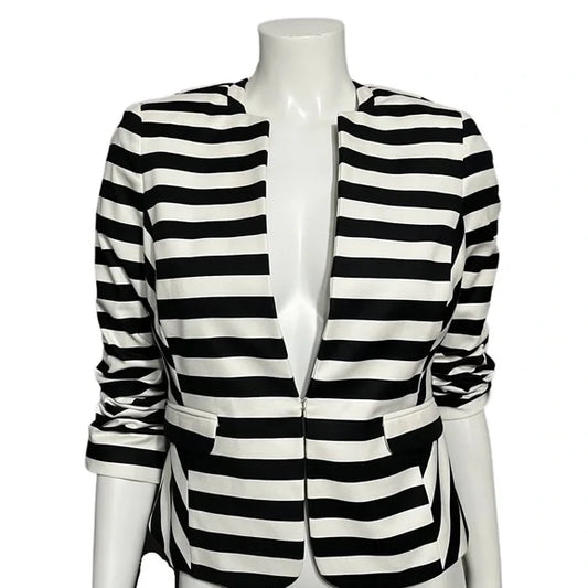 Worthington Petite White | Black Striped Cotton Blazer Sz-6P