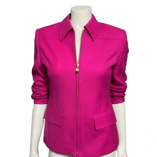 Classiques Entier Pink 100% Wool Zip Up Blazer Sz-XS