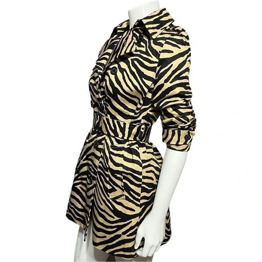 Lauren Ralph Lauren Zebra Print Trench Jacket Sz-Small Petite