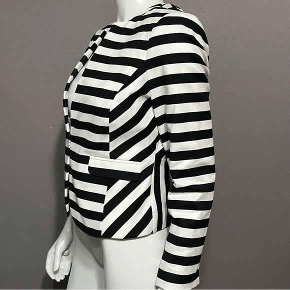 Worthington Petite White | Black Striped Cotton Blazer Sz-6P
