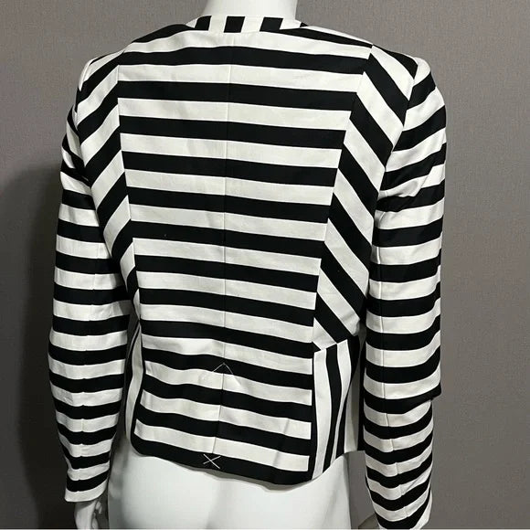 Worthington Petite White | Black Striped Cotton Blazer Sz-6P