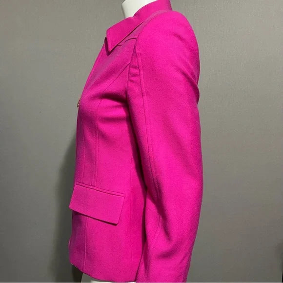 Classiques Entier Pink 100% Wool Zip Up Blazer Sz-XS