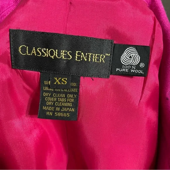 Classiques Entier Pink 100% Wool Zip Up Blazer Sz-XS