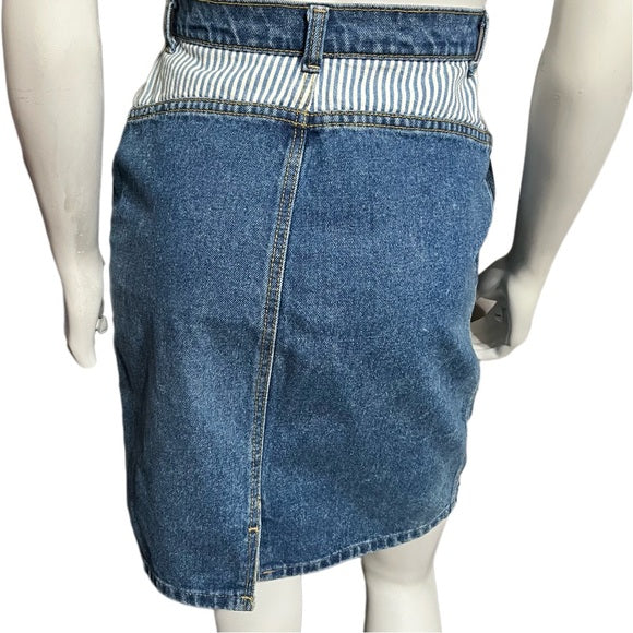 Vintage Denim Skirt Stripe pockets