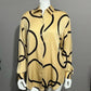 Company Ellen Tracy Gold With Black Circle Silk Blouse Sz-10
