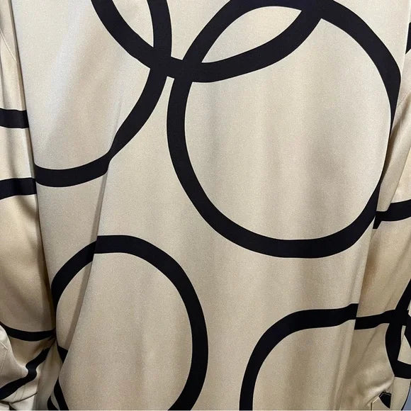 Company Ellen Tracy Gold With Black Circle Silk Blouse Sz-10