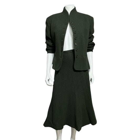Lauren Ralph Lauren Olive Green Wool 2 pc Skirt Set Sz-14/16