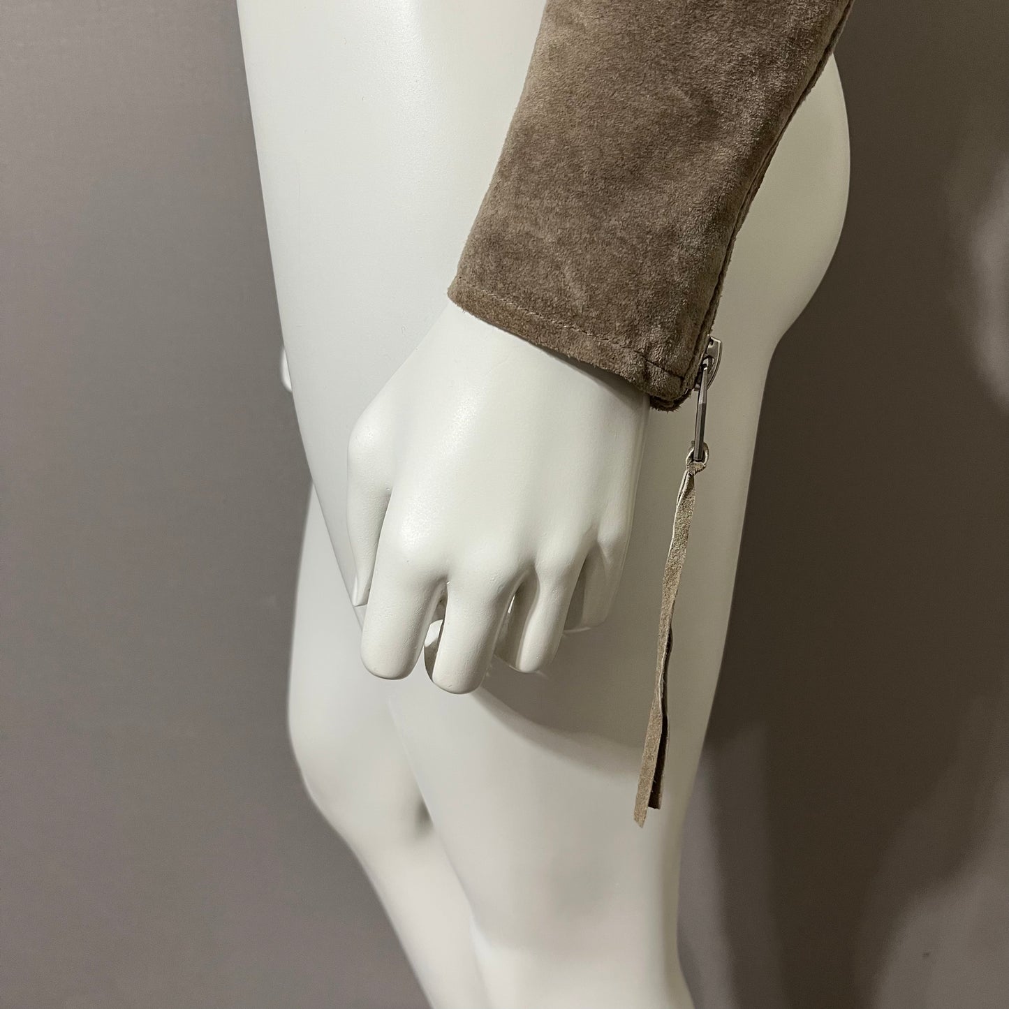 BlankNYC Taupe Suede With Fringe Cropped Jacket Sz-Small