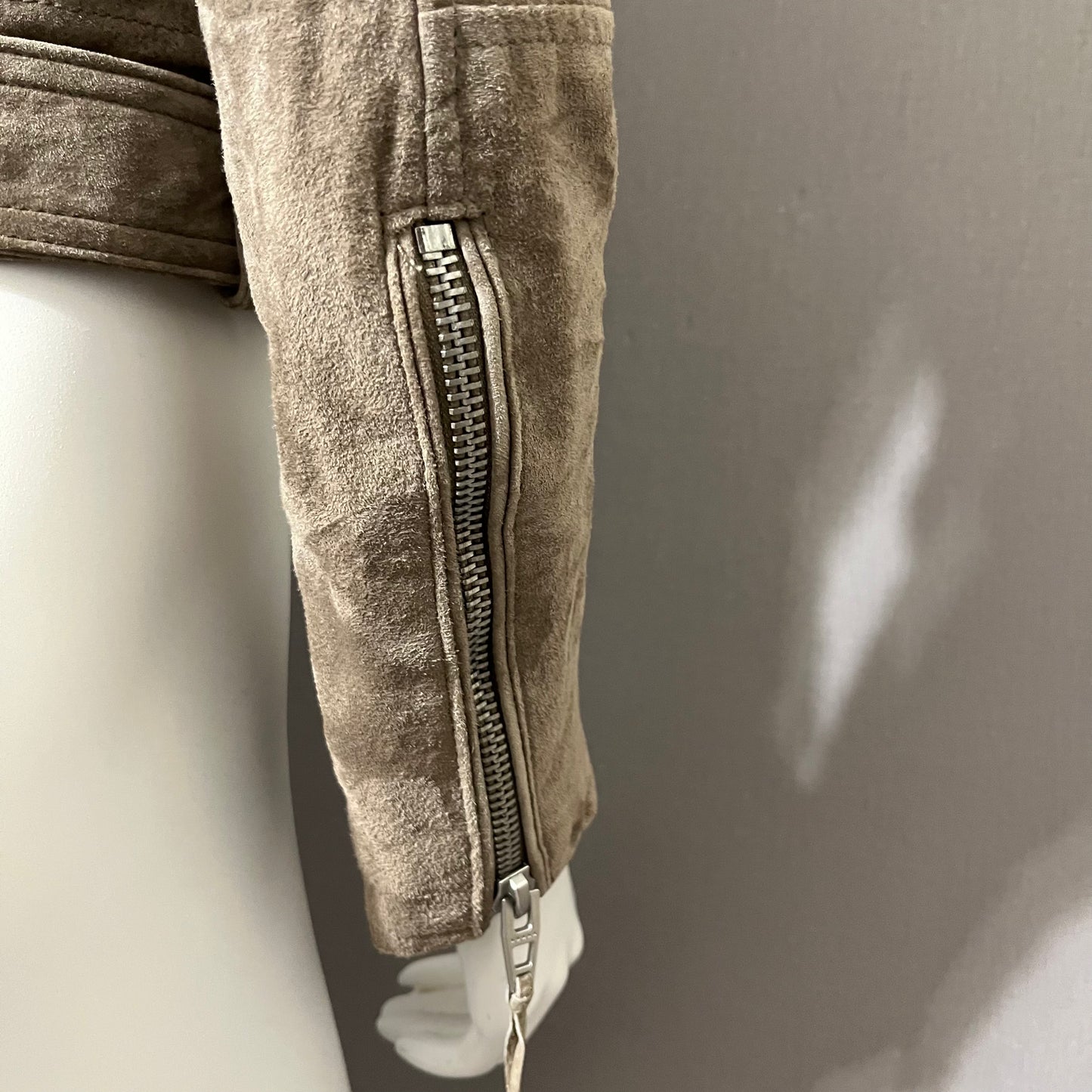 BlankNYC Taupe Suede With Fringe Cropped Jacket Sz-Small