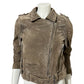 BlankNYC Taupe Suede With Fringe Cropped Jacket Sz-Small