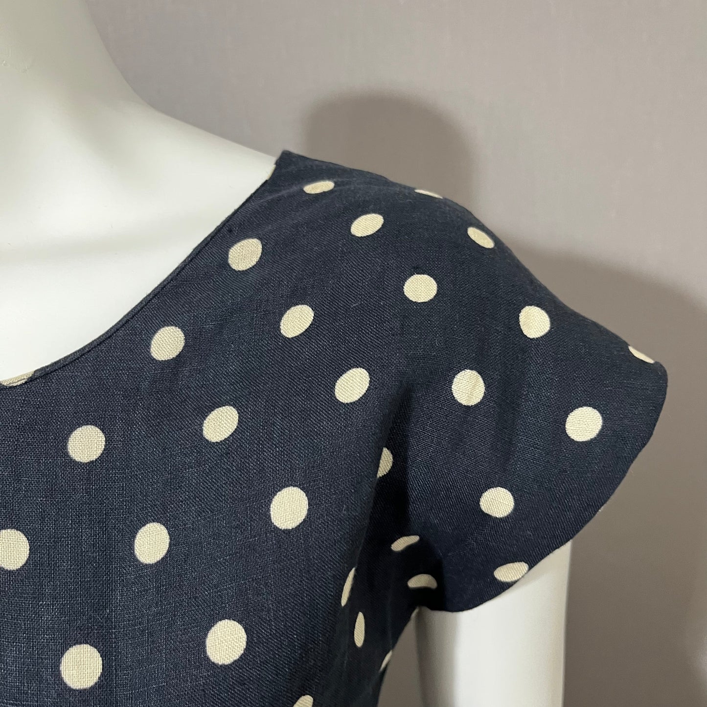 Linen-Lili’s Closet Navy Polka Dot Linen Dress Sz-2