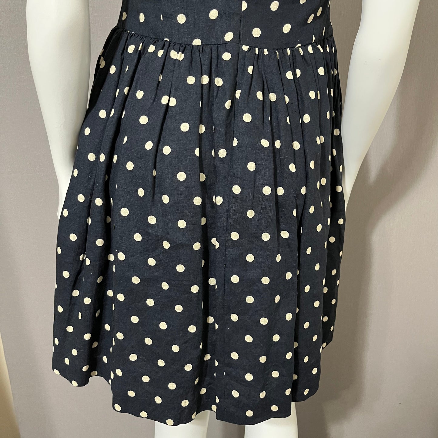 Linen-Lili’s Closet Navy Polka Dot Linen Dress Sz-2