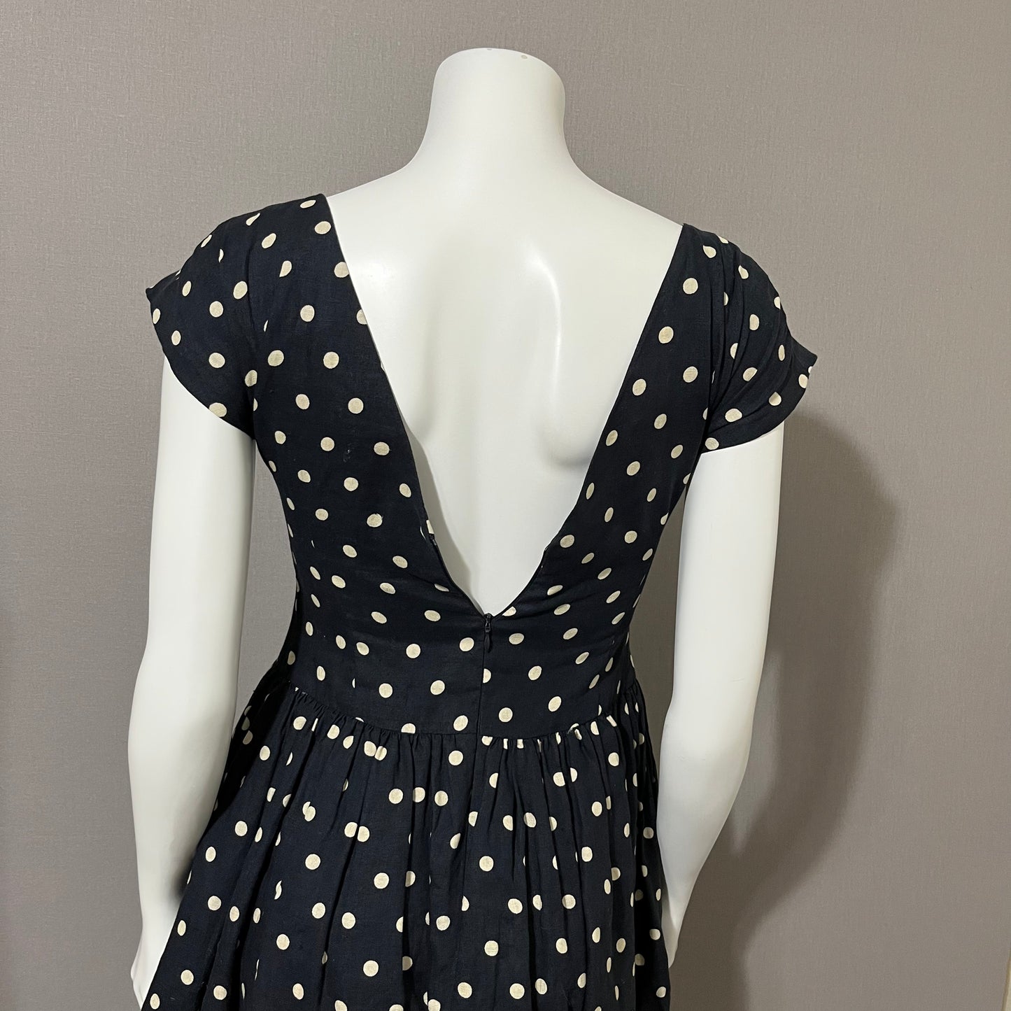 Linen-Lili’s Closet Navy Polka Dot Linen Dress Sz-2