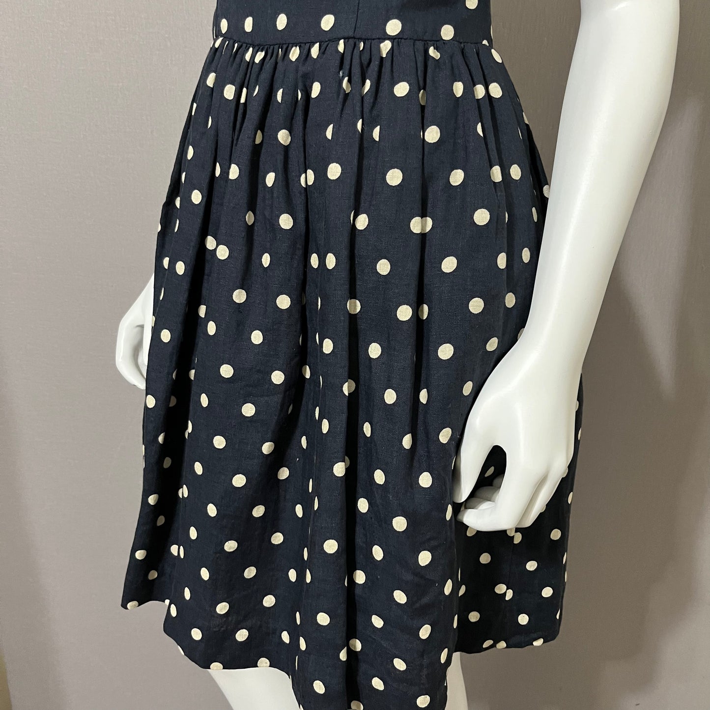 Linen-Lili’s Closet Navy Polka Dot Linen Dress Sz-2